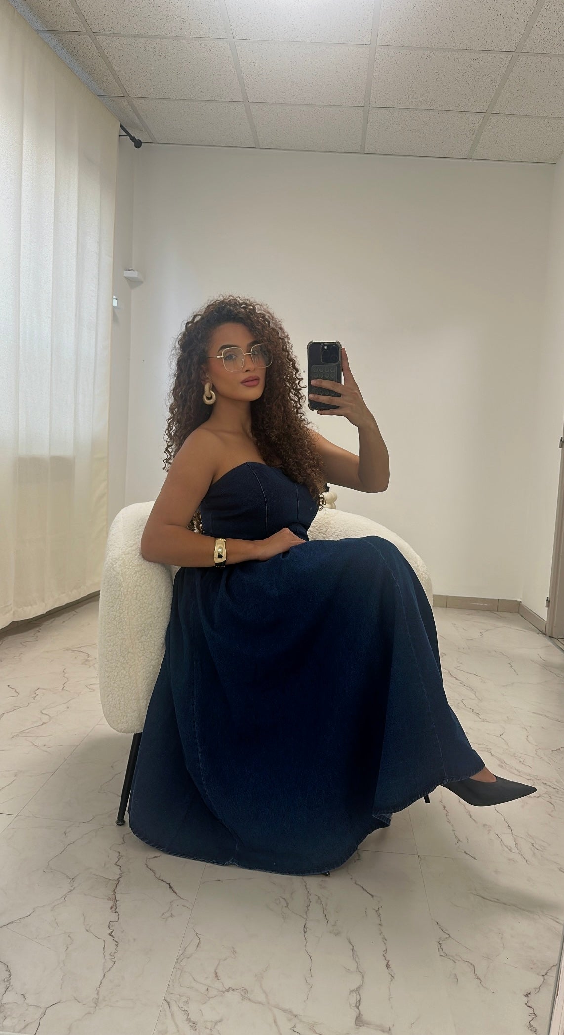 Robe bouffante en jeans
