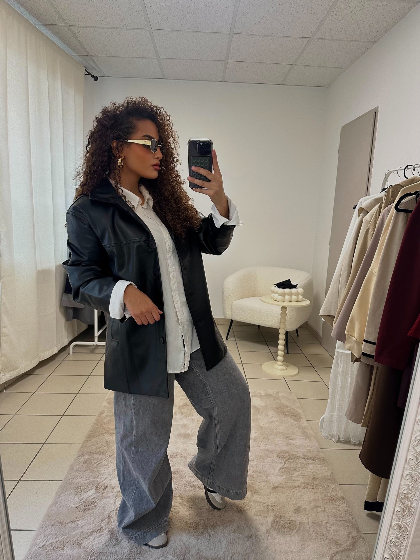 Veste similicuir oversize