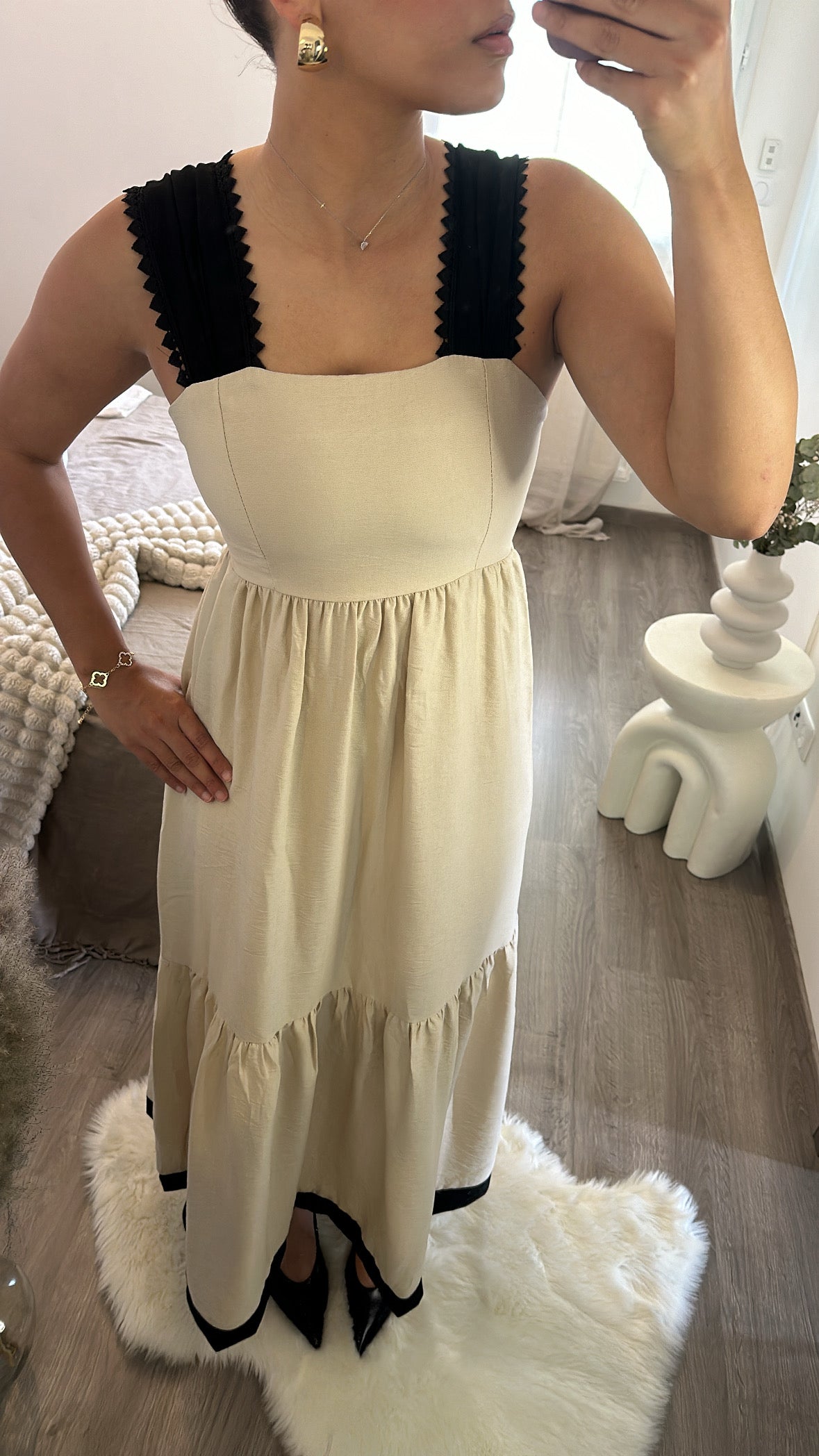 Robe longue beige