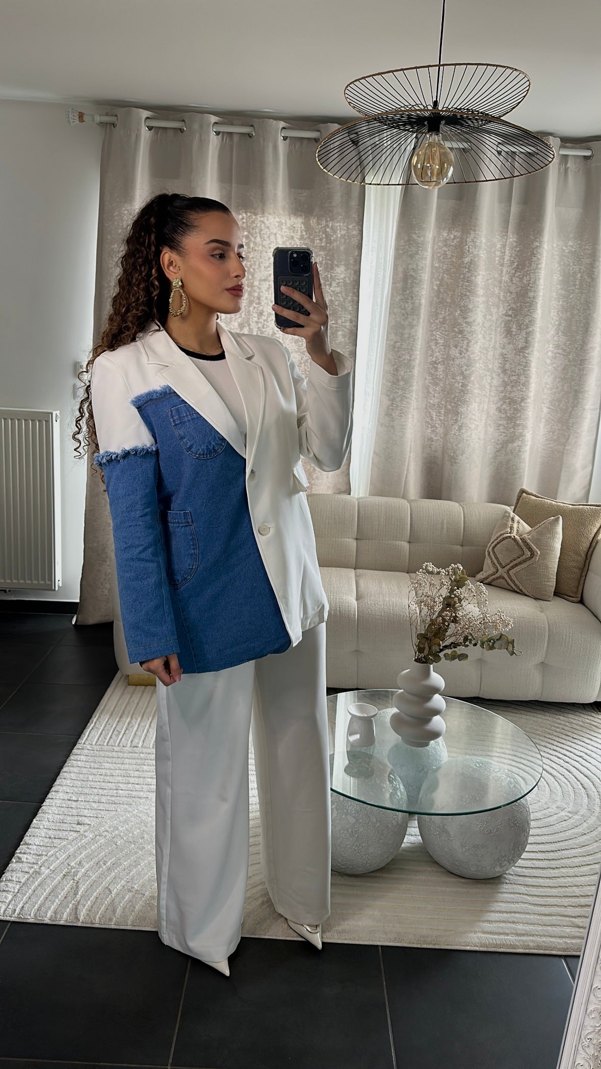 Ensemble blazer jeans/blanc